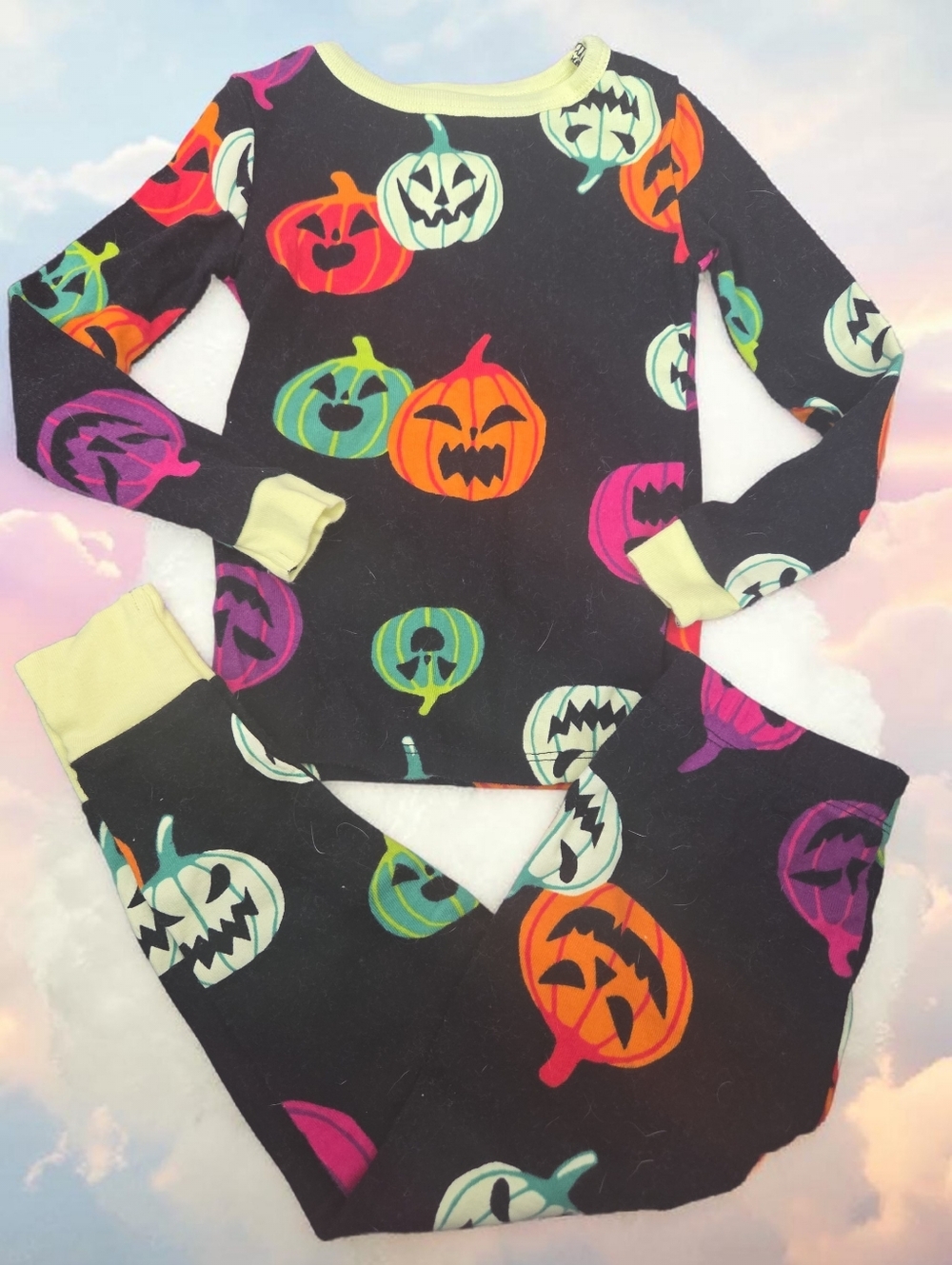 *1181 Hide and eek! Pumpkin Halloween pajama Girls 3T